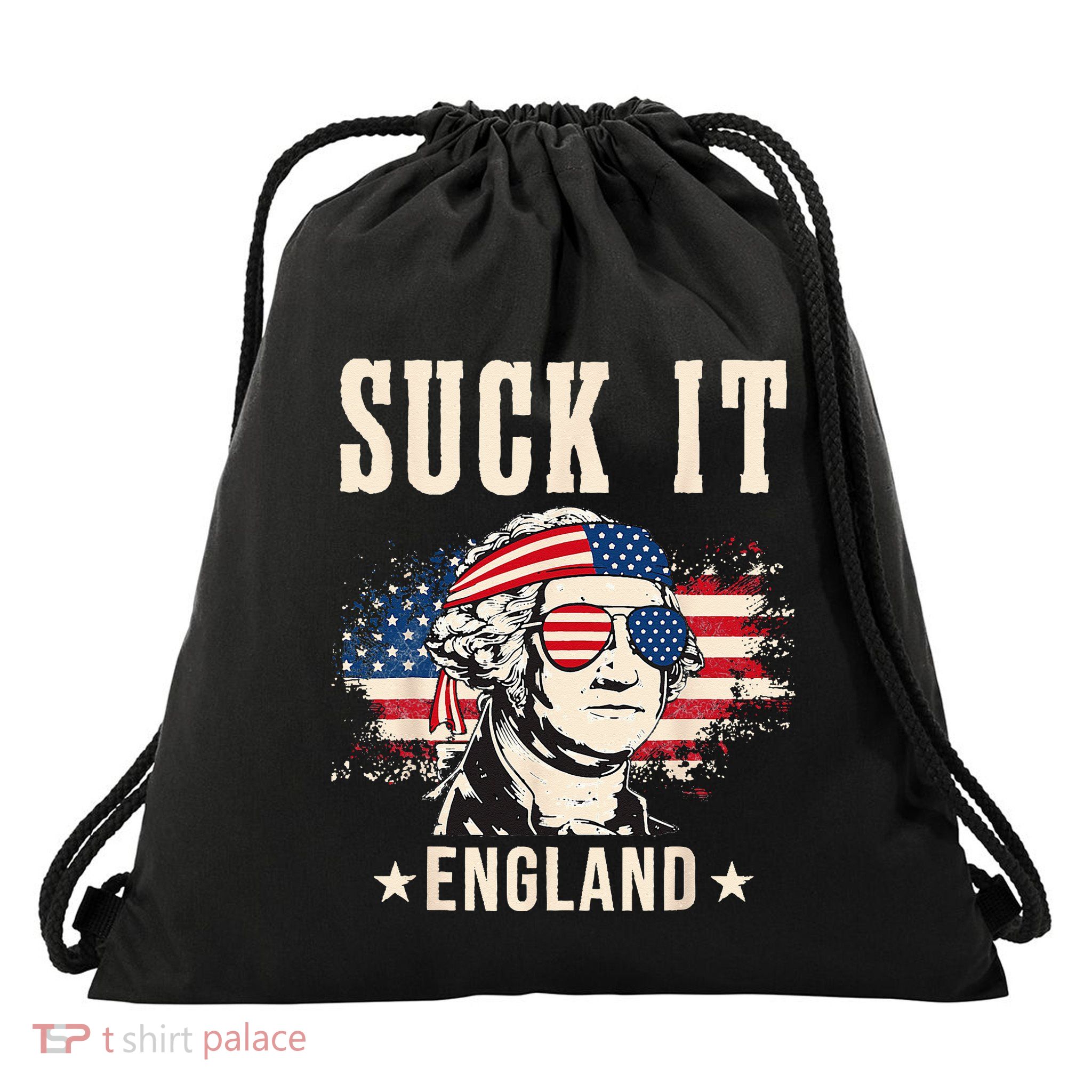 Suck It England Funny 4th Of July George Washington Drawstring Bag