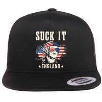 Suck It England Funny 4th Of July George Washington Flat Bill Trucker Hat