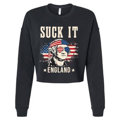 Suck It England Funny 4th Of July George Washington Cropped Pullover Crew