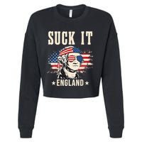 Suck It England Funny 4th Of July George Washington Cropped Pullover Crew