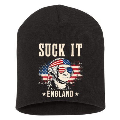 Suck It England Funny 4th Of July George Washington Short Acrylic Beanie