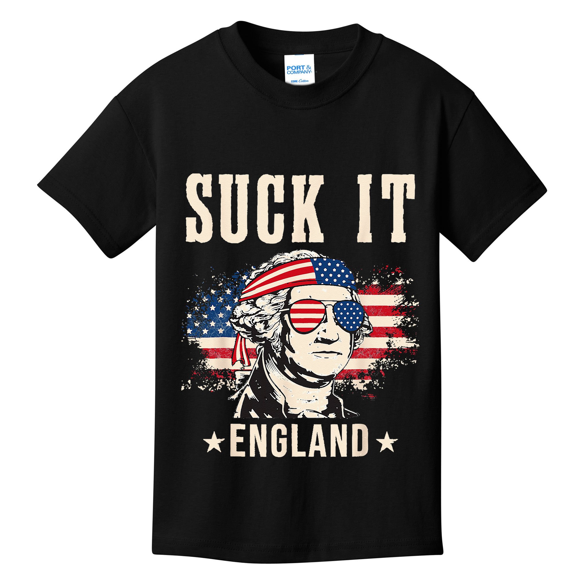Suck It England Funny 4th Of July George Washington Kids T-Shirt