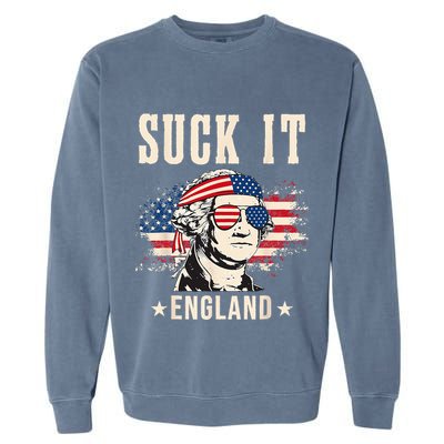 Suck It England Funny 4th Of July George Washington Garment-Dyed Sweatshirt