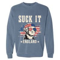 Suck It England Funny 4th Of July George Washington Garment-Dyed Sweatshirt