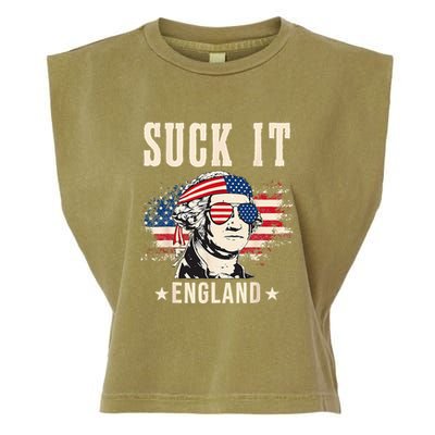 Suck It England Funny 4th Of July George Washington Garment-Dyed Women's Muscle Tee