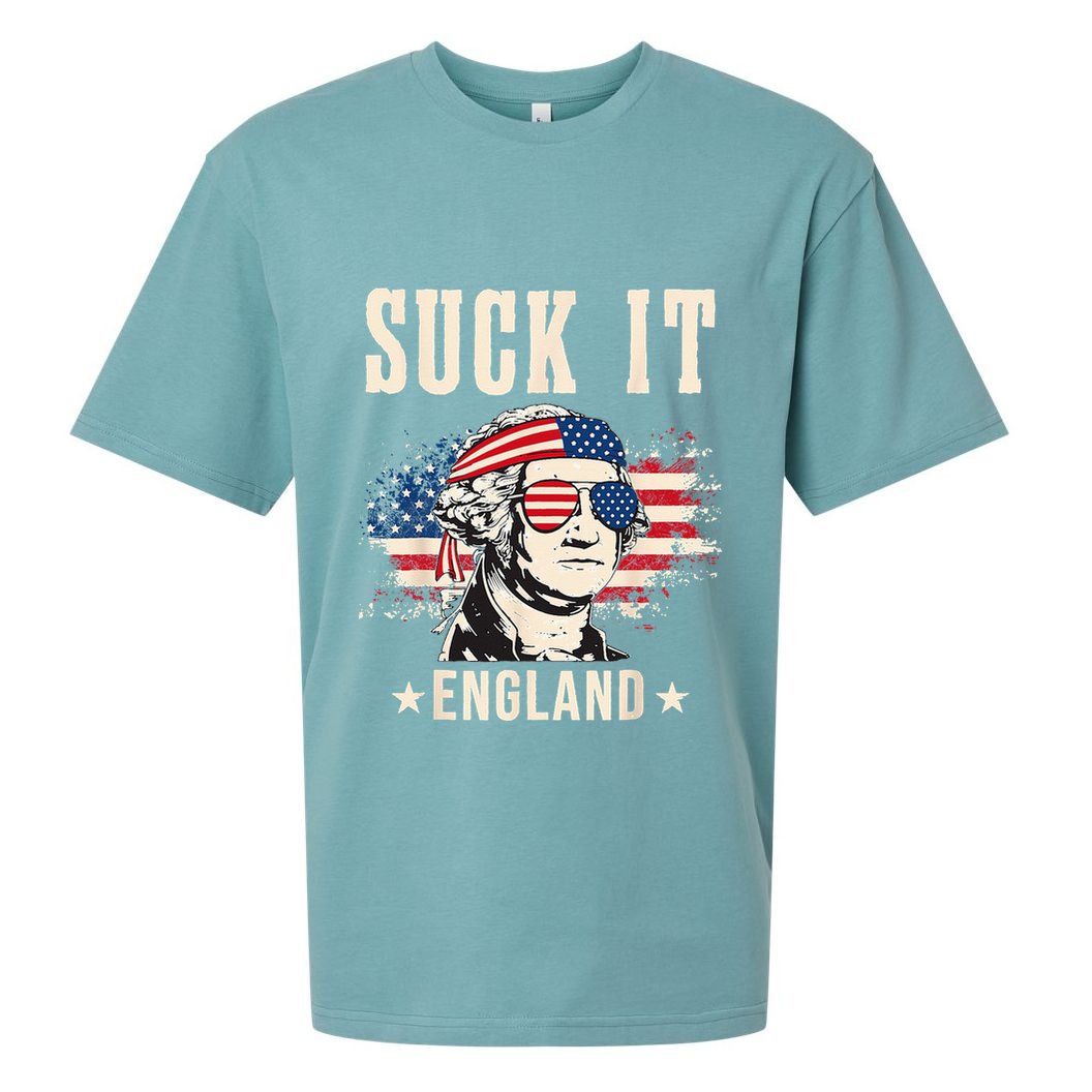 Suck It England Funny 4th Of July George Washington Sueded Cloud Jersey T-Shirt