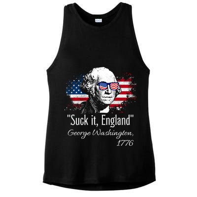 SUCK IT ENGLAND Funny 4th Of July George Washington 1776 Ladies PosiCharge Tri-Blend Wicking Tank