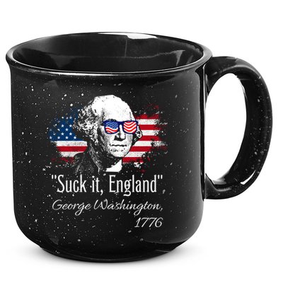 SUCK IT ENGLAND Funny 4th Of July George Washington 1776 15oz Campfire Ceramic Mug