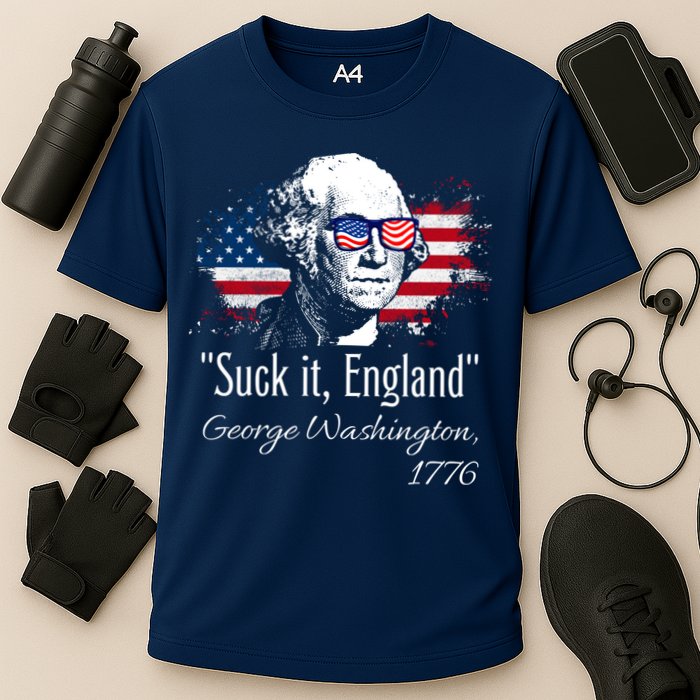 SUCK IT ENGLAND Funny 4th Of July George Washington 1776 Cooling Performance Crew T-Shirt