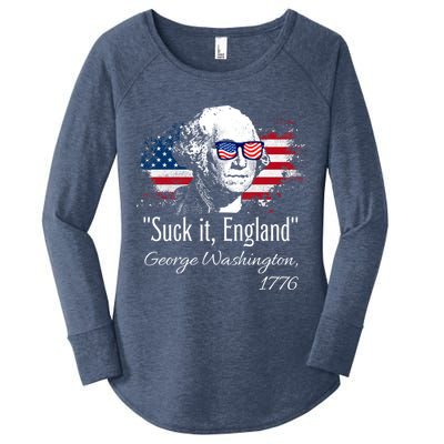 SUCK IT ENGLAND Funny 4th Of July George Washington 1776 Women's Perfect Tri Tunic Long Sleeve Shirt