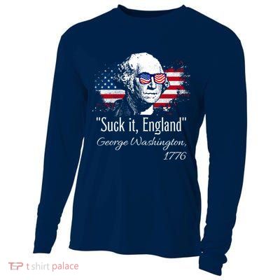 SUCK IT ENGLAND Funny 4th Of July George Washington 1776 Cooling Performance Long Sleeve Crew