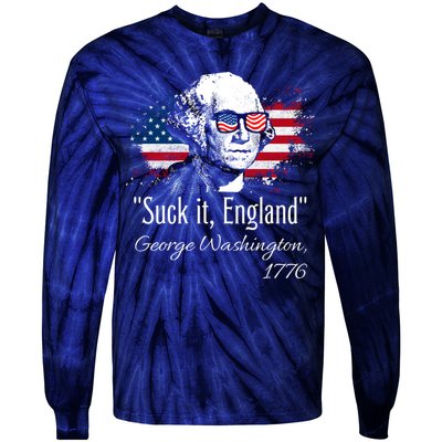 SUCK IT ENGLAND Funny 4th Of July George Washington 1776 Tie-Dye Long Sleeve Shirt