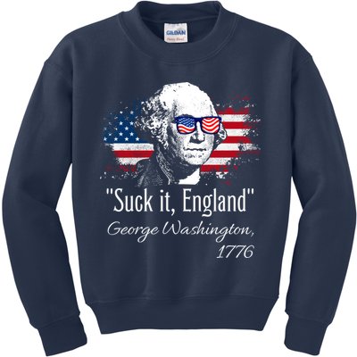 SUCK IT ENGLAND Funny 4th Of July George Washington 1776 Kids Sweatshirt