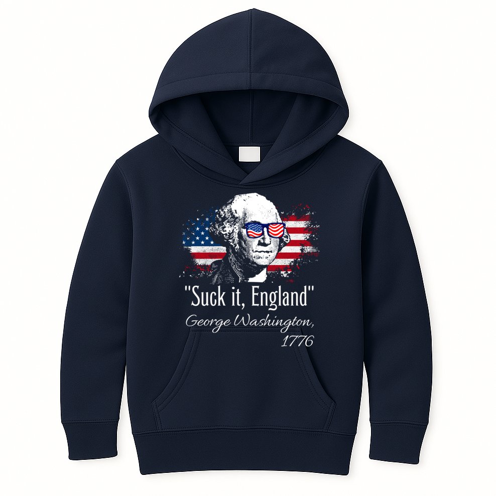 SUCK IT ENGLAND Funny 4th Of July George Washington 1776 Kids Hoodie