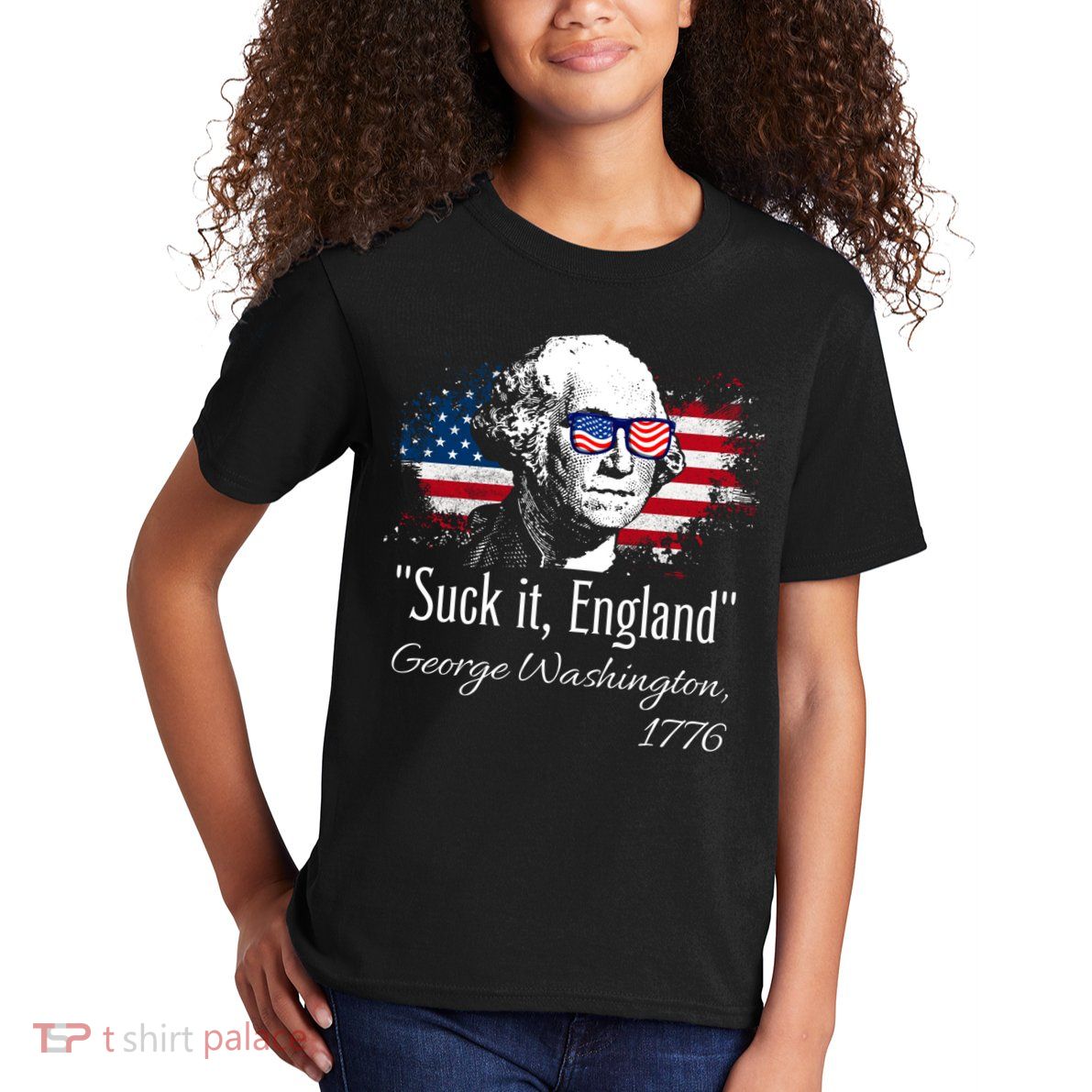 SUCK IT ENGLAND Funny 4th Of July George Washington 1776 Kids T-Shirt