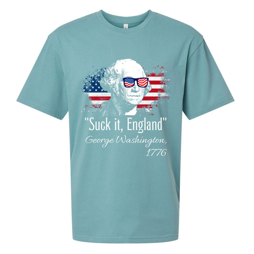 SUCK IT ENGLAND Funny 4th Of July George Washington 1776 Sueded Cloud Jersey T-Shirt