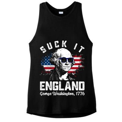 SUCK IT ENGLAND Funny 4th Of July George Washington 1776 Ladies PosiCharge Tri-Blend Wicking Tank
