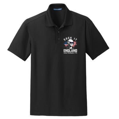 SUCK IT ENGLAND Funny 4th Of July George Washington 1776 Dry Zone Grid Polo