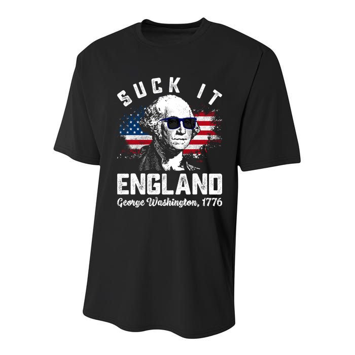 SUCK IT ENGLAND Funny 4th Of July George Washington 1776 Youth Performance Sprint T-Shirt