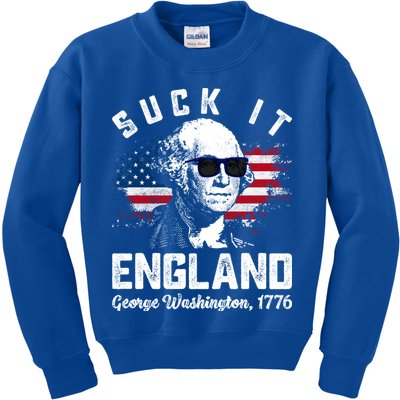 SUCK IT ENGLAND Funny 4th Of July George Washington 1776 Kids Sweatshirt