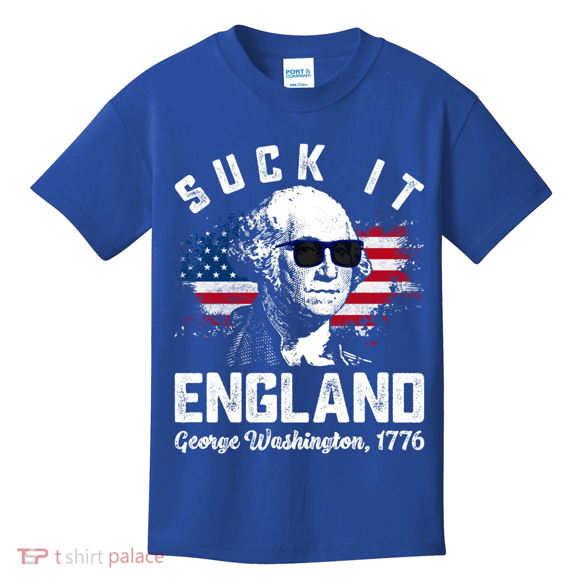 SUCK IT ENGLAND Funny 4th Of July George Washington 1776 Kids T-Shirt