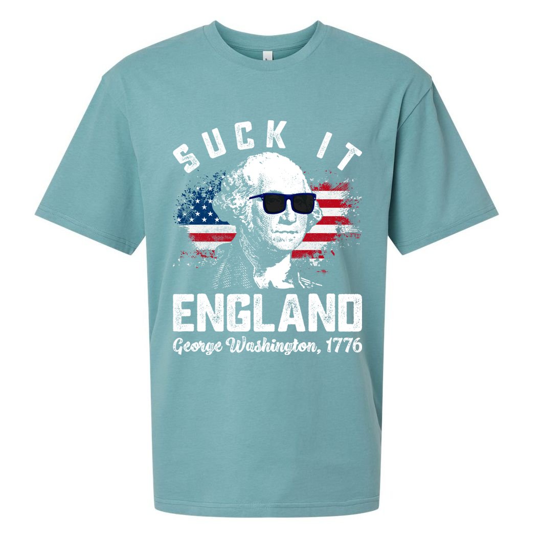 SUCK IT ENGLAND Funny 4th Of July George Washington 1776 Sueded Cloud Jersey T-Shirt