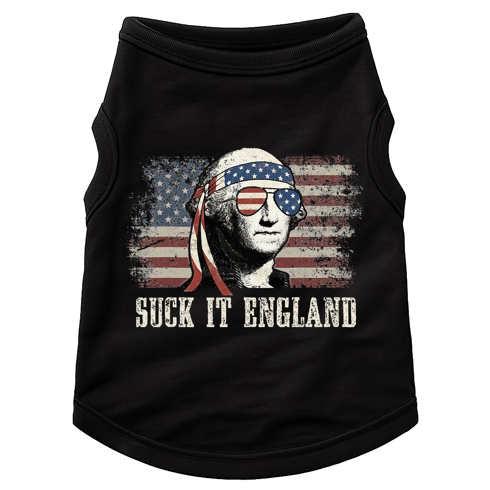 Suck It England Funny 4th Of July George Washington Us Flag Doggie Tank