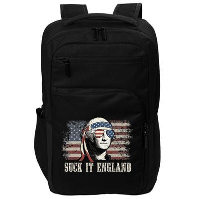 Suck It England Funny 4th Of July George Washington Us Flag Impact Tech Backpack
