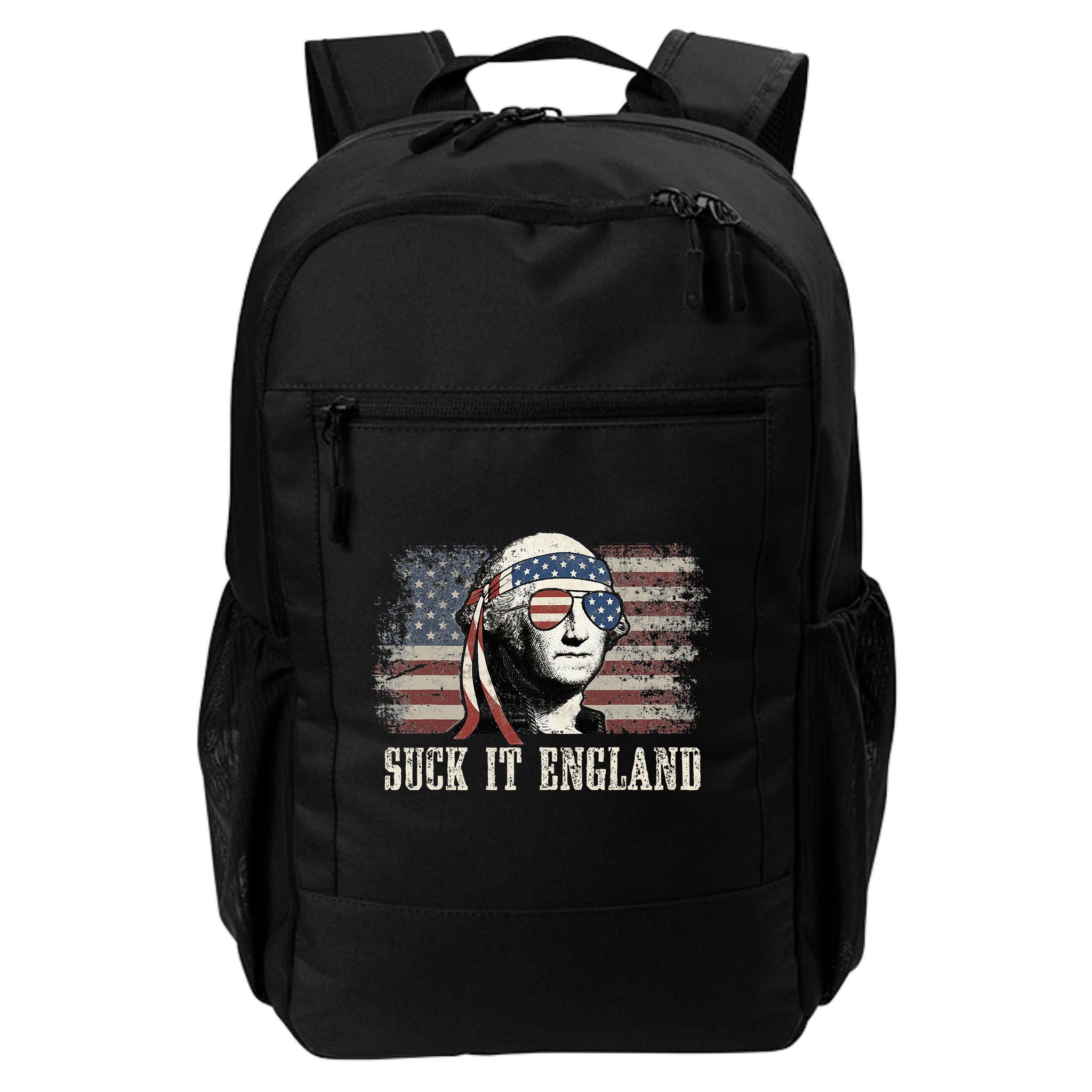 Suck It England Funny 4th Of July George Washington Us Flag Backpack