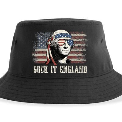 Suck It England Funny 4th Of July George Washington Us Flag Sustainable Bucket Hat