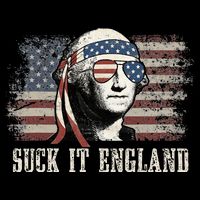 Suck It England Funny 4th Of July George Washington Us Flag 7-Panel Snapback Hat
