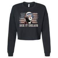 Suck It England Funny 4th Of July George Washington Us Flag Cropped Pullover Crew
