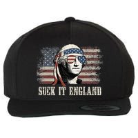 Suck It England Funny 4th Of July George Washington Us Flag Wool Snapback Cap