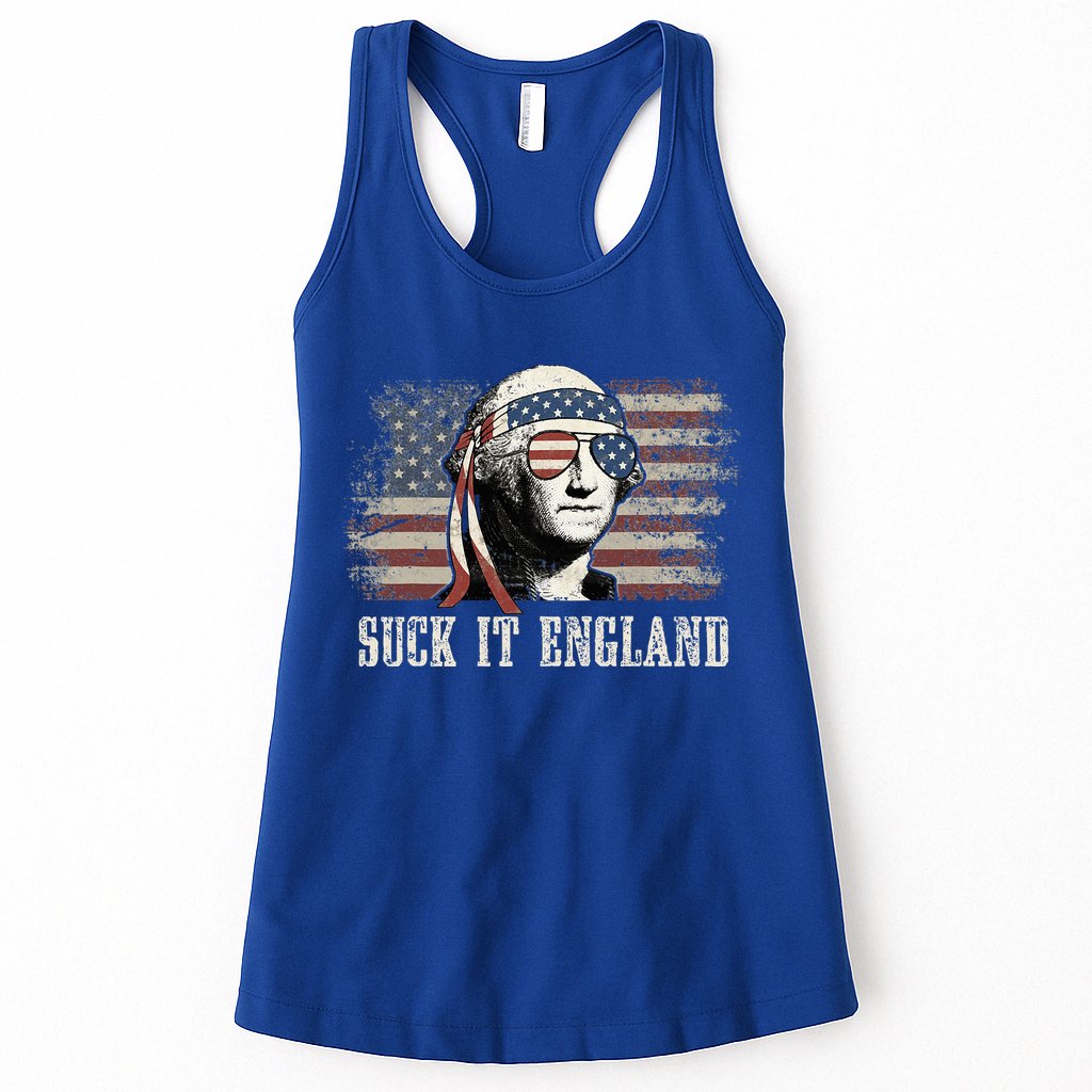 Suck It England Funny 4th Of July George Washington Us Flag Womens Tank Top