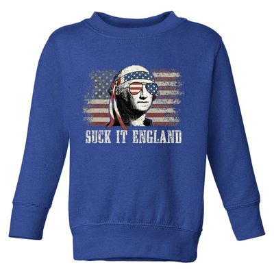 Suck It England Funny 4th Of July George Washington Us Flag Toddler Sweatshirt