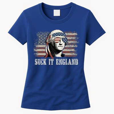 Suck It England Funny 4th Of July George Washington Us Flag Womens T-Shirt