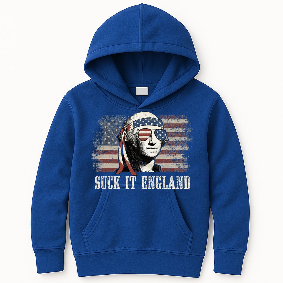 Suck It England Funny 4th Of July George Washington Us Flag Kids Hoodie