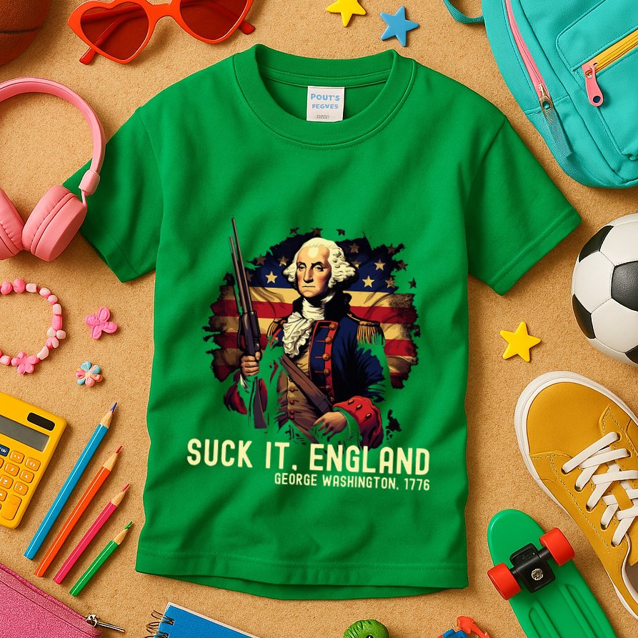 Suck It England George Washington 1776 Kids T-Shirt