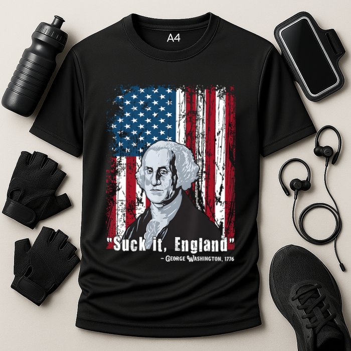 Suck It England Funny 4th Of July George Washington 1776 Cooling Performance Crew T-Shirt