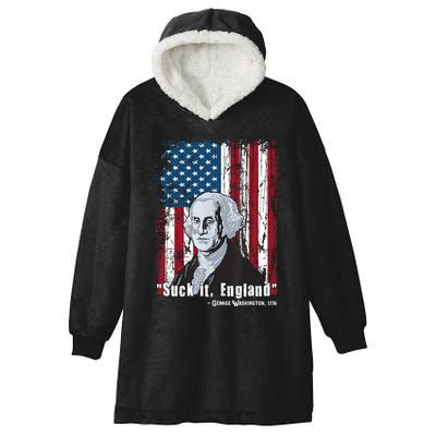 Suck It England Funny 4th Of July George Washington 1776 Hooded Wearable Blanket