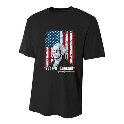 Suck It England Funny 4th Of July George Washington 1776 Youth Performance Sprint T-Shirt