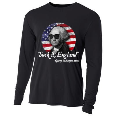 Suck It England Funny 4th Of July George Washington 1776 Cooling Performance Long Sleeve Crew