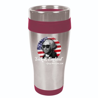 Suck It England Funny 4th Of July George Washington 1776 16oz Travel Tumbler