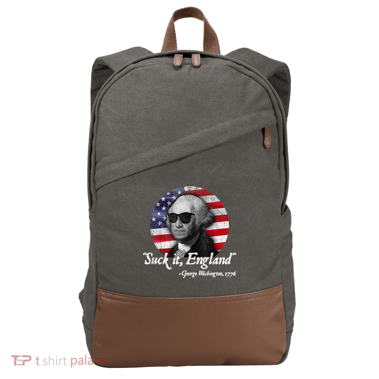 Suck It England Funny 4th Of July George Washington 1776 Cotton Canvas Backpack