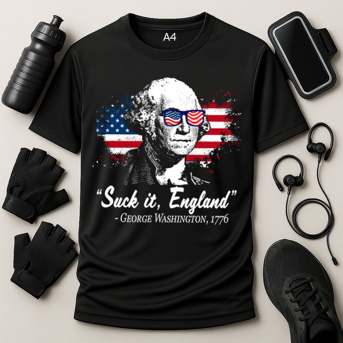 Suck It England Funny 4th Of July George Washington 1776 Cooling Performance Crew T-Shirt