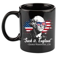 Suck It England Funny 4th Of July George Washington 1776 11oz C Handle Ceramic Mug
