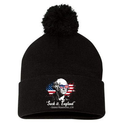 Suck It England Funny 4th Of July George Washington 1776 Pom Pom 12in Knit Beanie