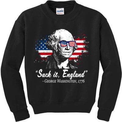 Suck It England Funny 4th Of July George Washington 1776 Kids Sweatshirt