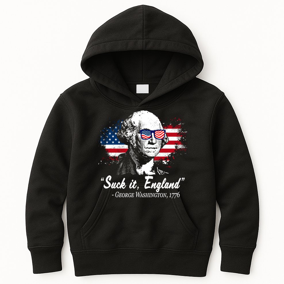 Suck It England Funny 4th Of July George Washington 1776 Kids Hoodie