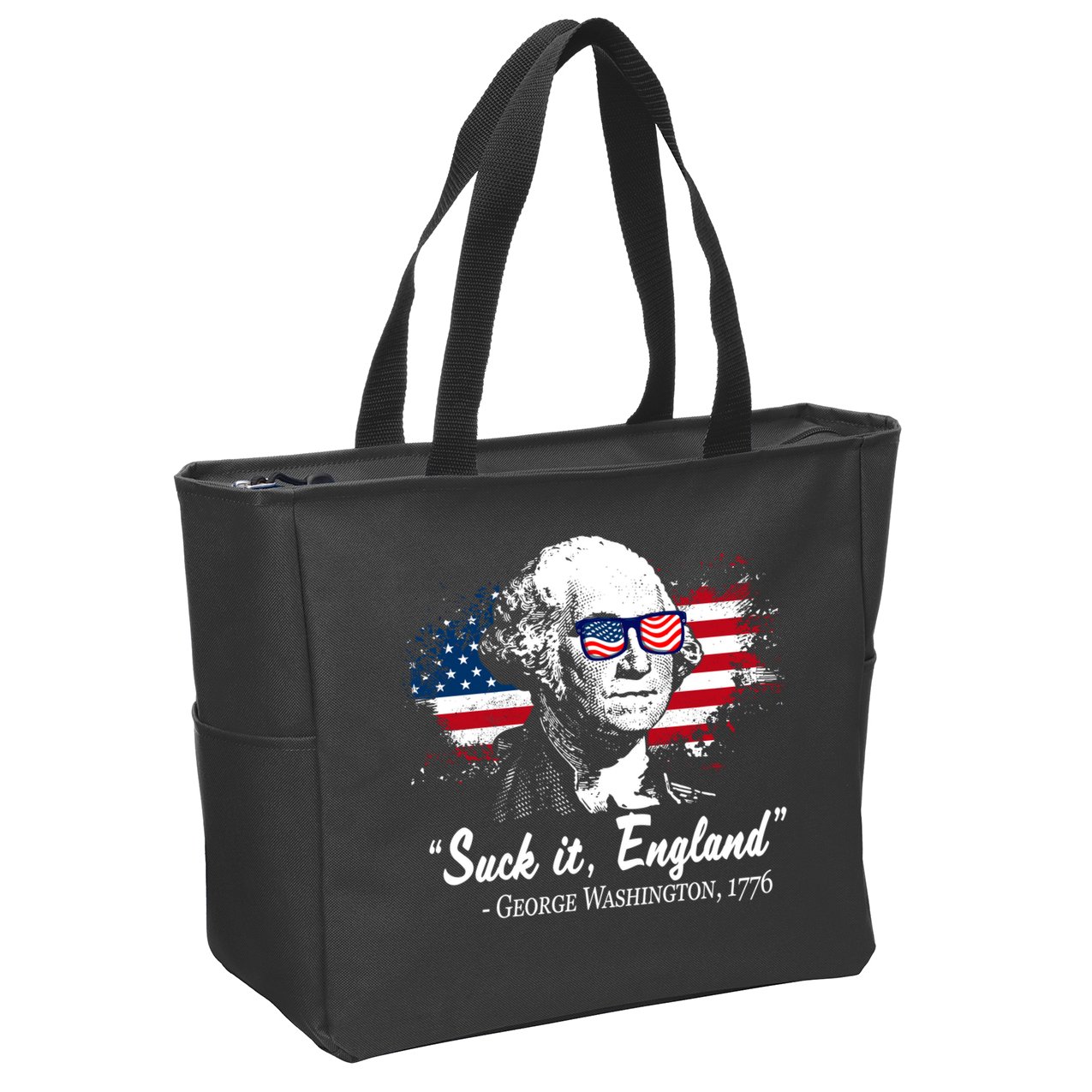 Suck It England Funny 4th Of July George Washington 1776 Zip Tote Bag